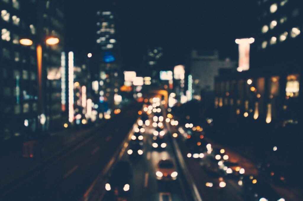 Blurred City Road Lights